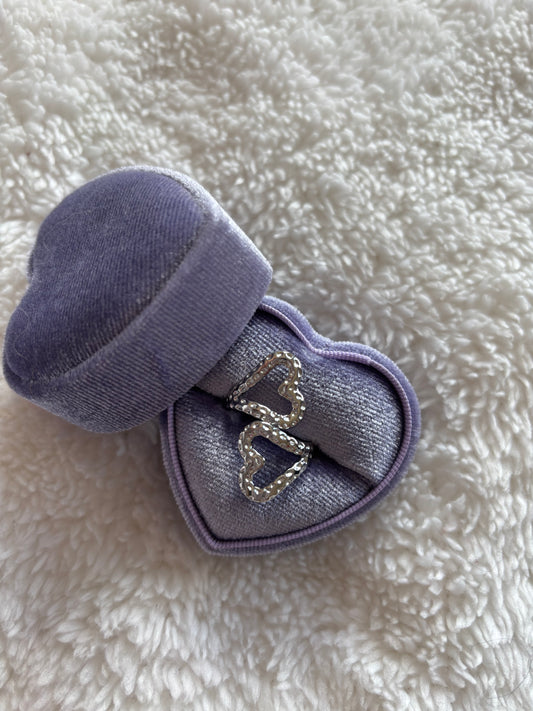 Double heart ring silver