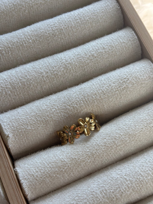 Flower pearl golden ring