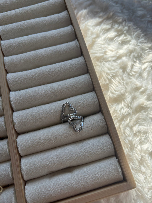 Silver dubbleheart ring